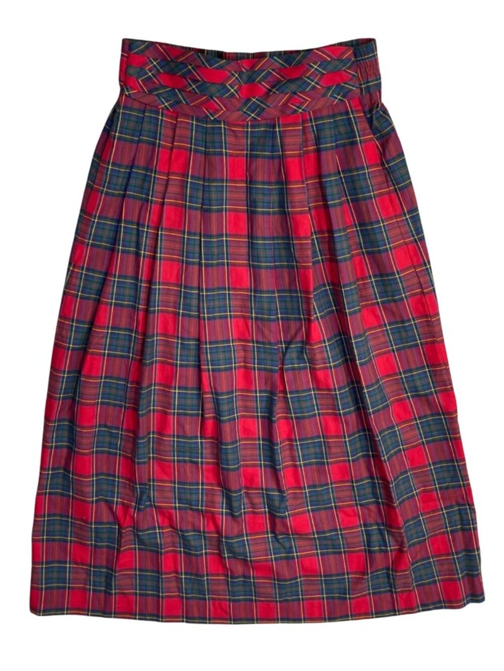 VTG Talbots Skirt Tartan Plaid Red Black Size 8 Cotton Holiday Classic